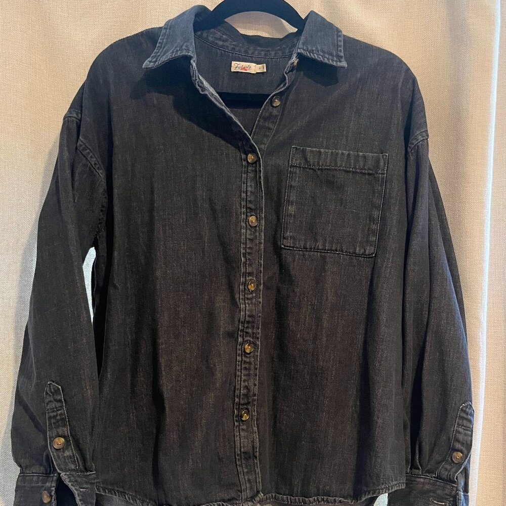 Faherty Faded Black Oversized Button-up